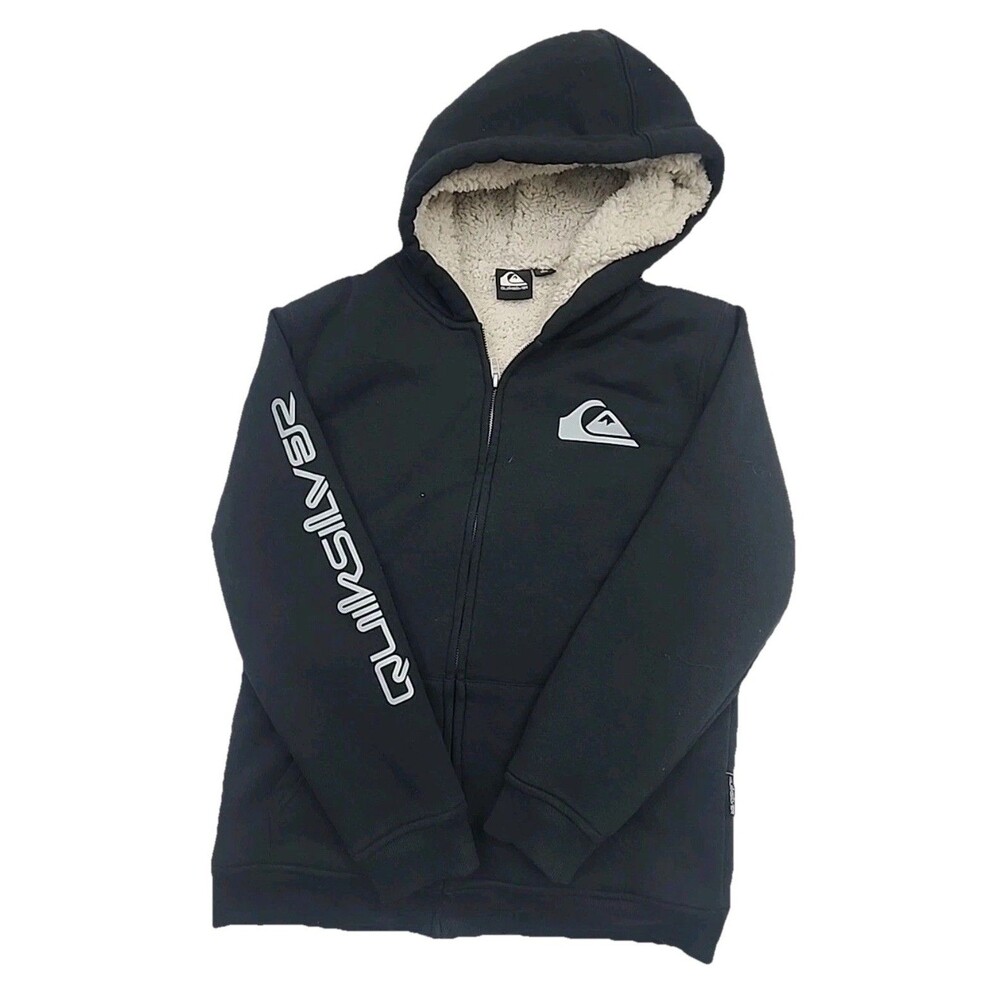 Y2K Quicksilver Sherpa Lined Full Zip Hoodie Hooded Sweatshirt Youth L Women's S